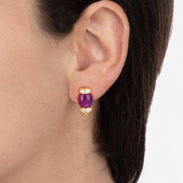 TAVANTI - 18KT Yellow Gold, Brill, Pink Jade Earring ( Diamonds 0.60ctw G Si, Pink Jade)-JF-75-1195 PJ Y - 50

Earrings are 18mm x 6mm. - THE SOLIST