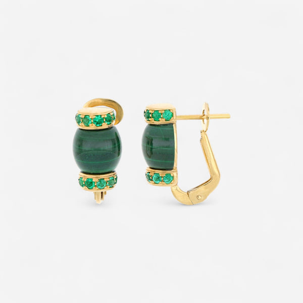 Tavanti 18K Yellow Gold Emerald & Malachite Earrings JF-75-1196-MA-EM-Y-57