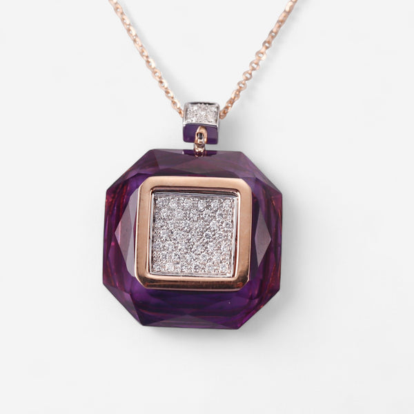 Tavanti 18K Rose & White Gold Diamond & Amethyst Pendant Necklace JF-82-0977F-168