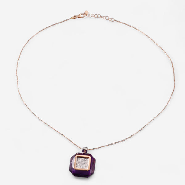 Tavanti 18K Rose & White Gold Diamond & Amethyst Pendant Necklace JF-82-0977F-168