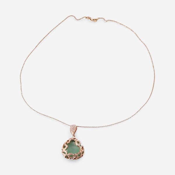 Tavanti 18K Yellow Gold Diamond, Green Aventurine & Rock Crystal Pendant Necklace JF-82-1080F-125