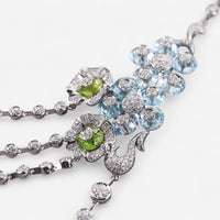 Tavanti 18K White Gold Diamond, Blue Topaz & Peridot Necklace JF-82-1157F-102