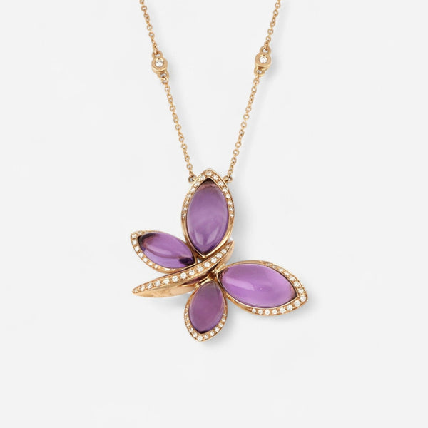 TAVANTI - 18KT Rose Gold, Brill, Amethyst Necklace ( Diamonds 0.38ctw G Si, Amethyst)-JF-82-2036F - 13

Necklace is 17" long, pendant 32mm x 25mm. - THE SOLIST