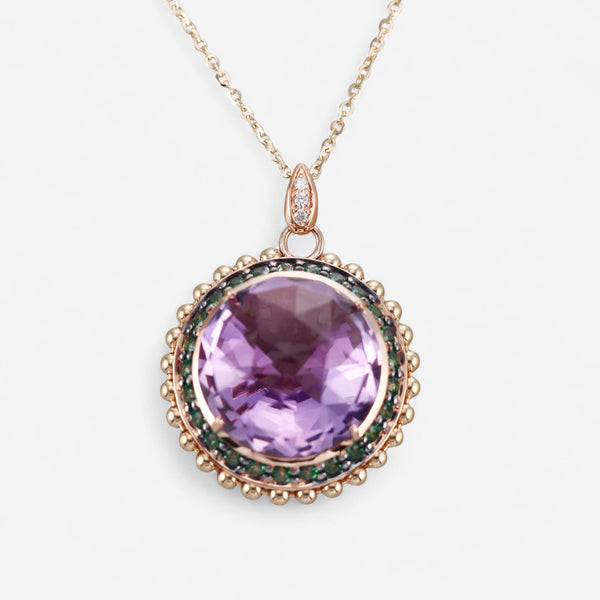 Tavanti 18K Rose Gold Diamond, Amethyst & Green Topaz Pendant Necklace JF-82-2054F-118