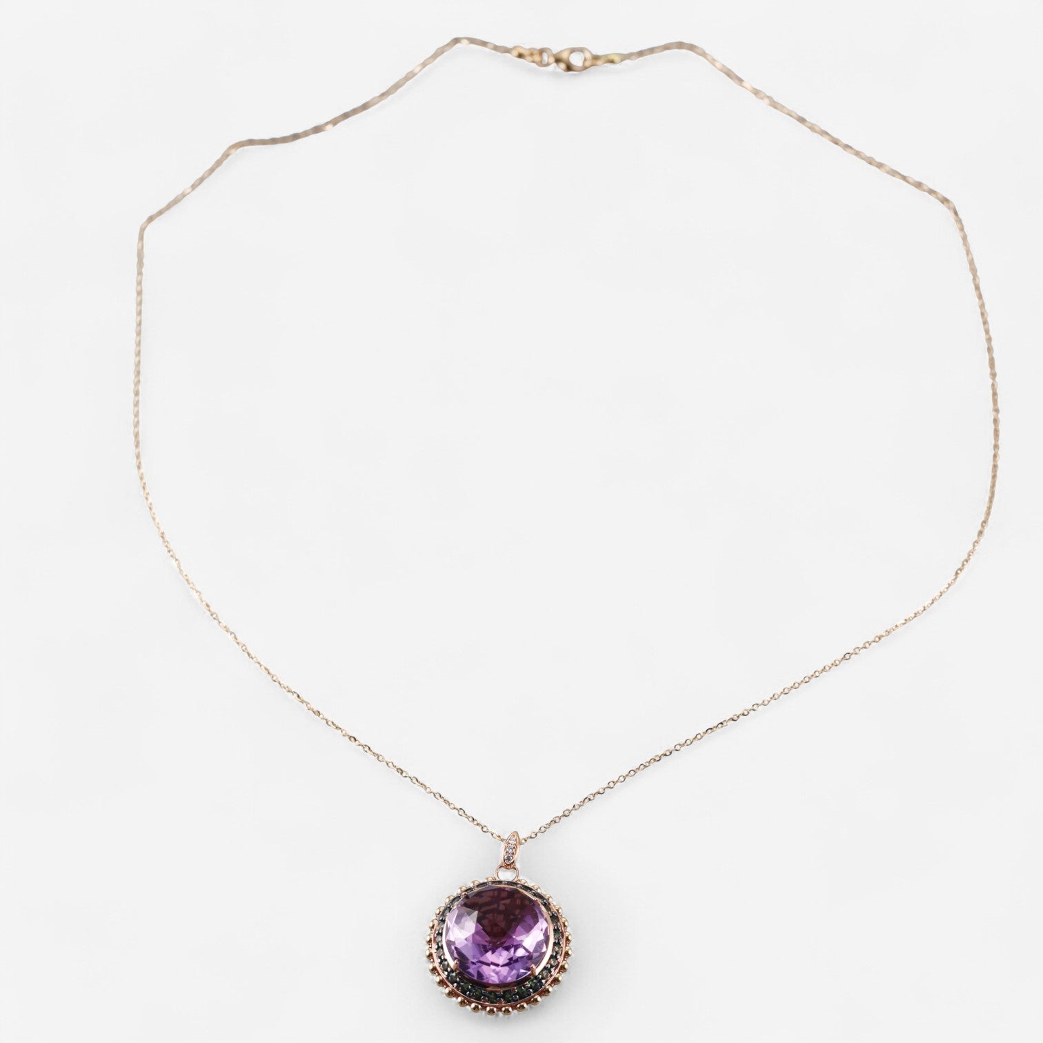 Tavanti 18K Rose Gold Diamond, Amethyst & Green Topaz Pendant Necklace JF-82-2054F-118
