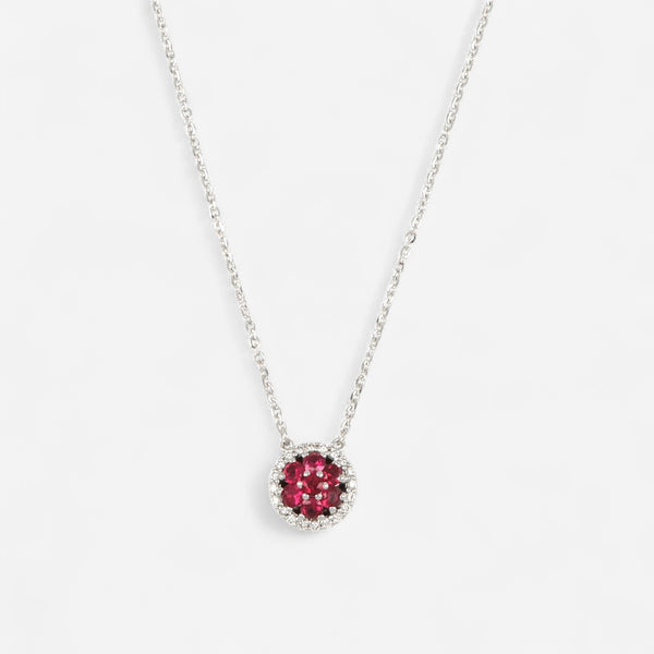 TAVANTI - 18KT White Gold, Brill, Ruby Pendant ( Diamonds 0.12ctw G Si, Ruby)-JF-82-2073F - 148

Necklace is 16" long, pendant 9.5mm. - THE SOLIST