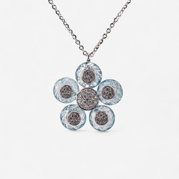 Tavanti 18K White Gold Diamond & Blue Topaz Pendant Necklace JF-82-2090-W-99