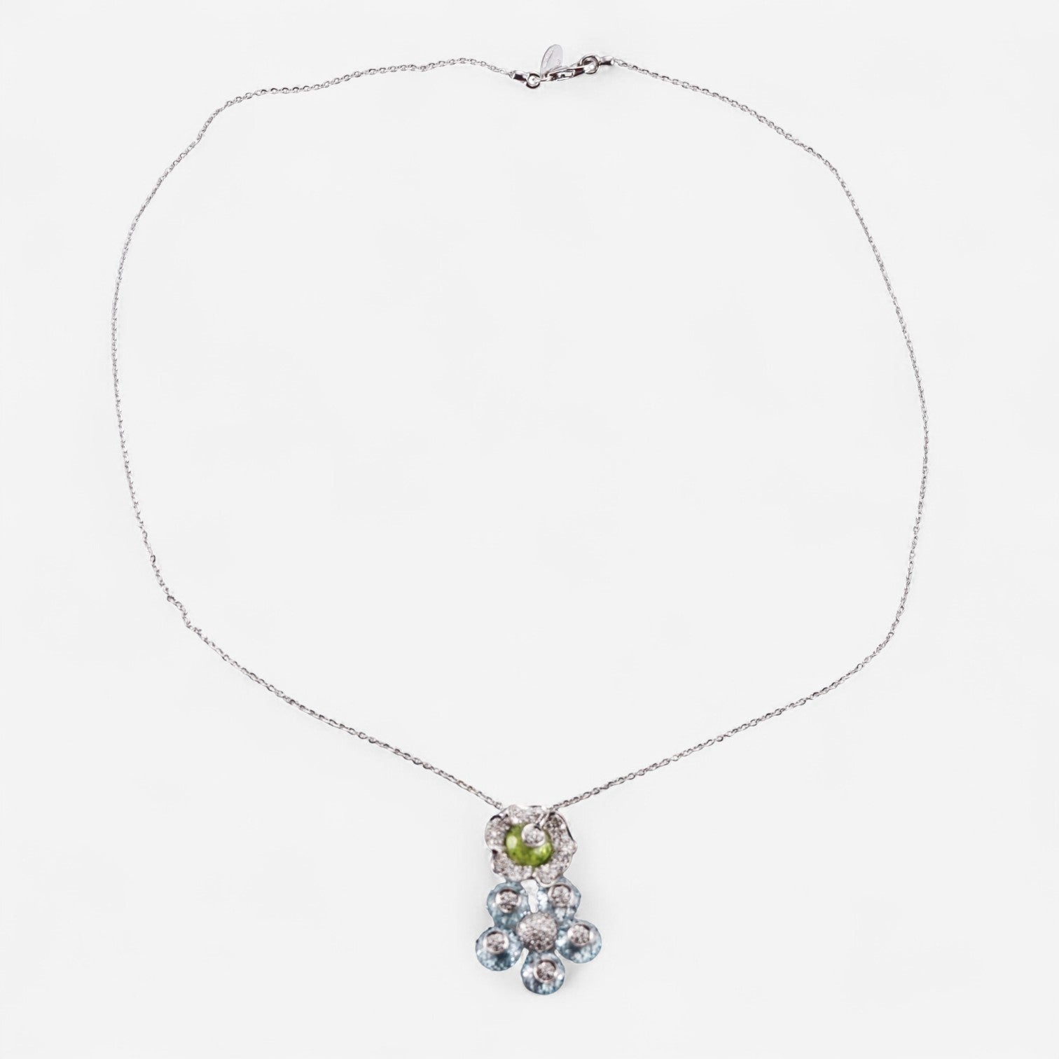 Tavanti 18K White Gold Diamond, Blue Topaz & Peridot Pendant Necklace JF-82-2092 W-100