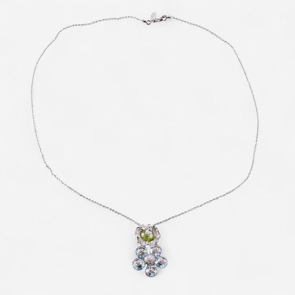 Tavanti 18K White Gold Diamond, Blue Topaz & Peridot Pendant Necklace JF-82-2092 W-100