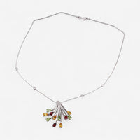 Tavanti 18K White Gold Diamond, Yellow Sapphire, Peridot & Red Garnet Pendant Necklace JF-82-2122-139