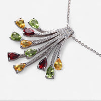Tavanti 18K White Gold Diamond, Yellow Sapphire, Peridot & Red Garnet Pendant Necklace JF-82-2122-139
