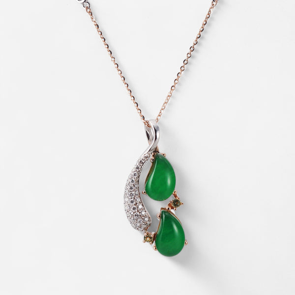 Tavanti 18K Rose & White Gold Diamond, Green Aventurine, Rock Crystal & Peridot Pendant Necklace JF-82-2133-GA-WR-23