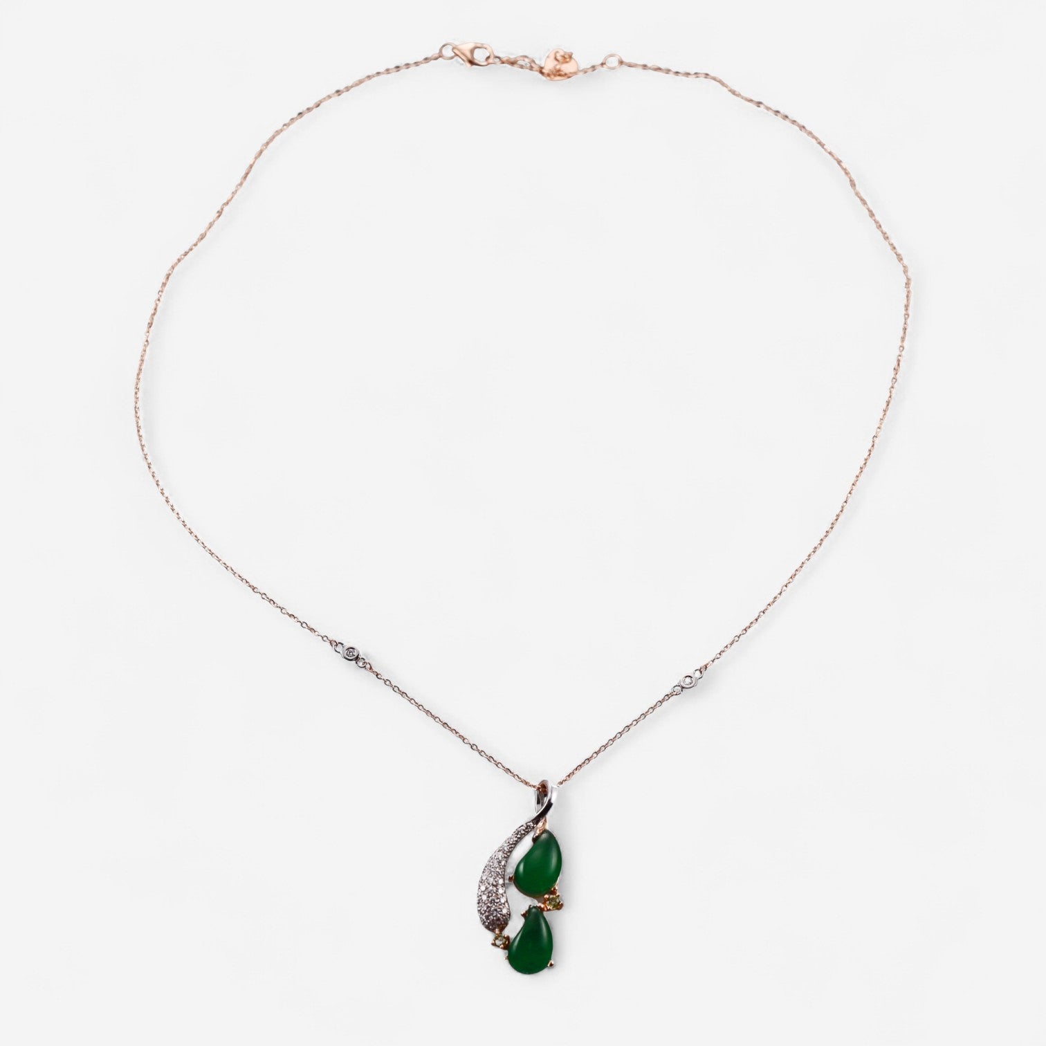 Tavanti 18K Rose & White Gold Diamond, Green Aventurine, Rock Crystal & Peridot Pendant Necklace JF-82-2133-GA-WR-23