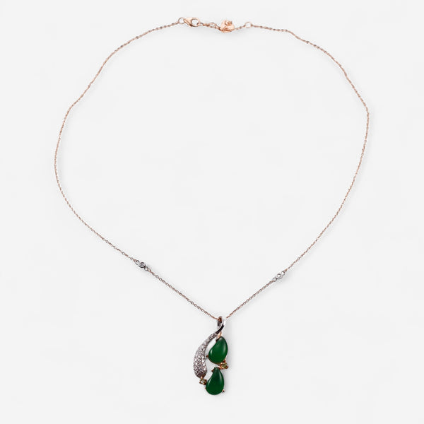 Tavanti 18K Rose & White Gold Diamond, Green Aventurine, Rock Crystal & Peridot Pendant Necklace JF-82-2133-GA-WR-23