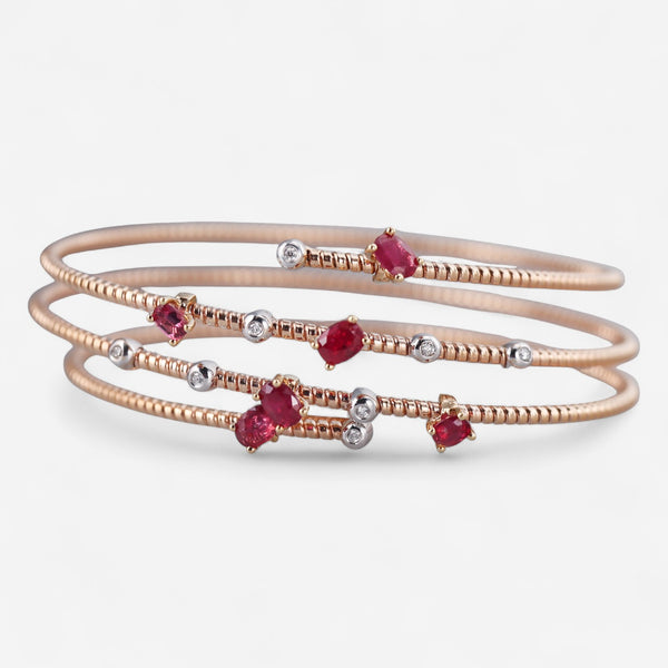 Tavanti 18K Rose & White Gold and Titanium Diamond & Ruby Spring Bracelet JF-85-0374F-159