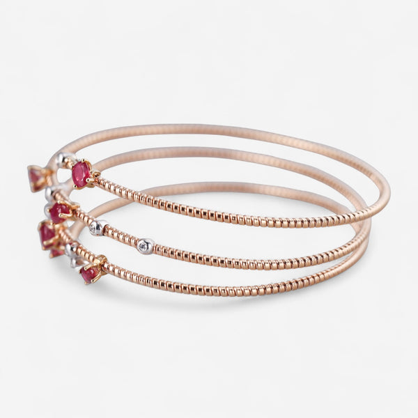 Tavanti 18K Rose & White Gold and Titanium Diamond & Ruby Spring Bracelet JF-85-0374F-159