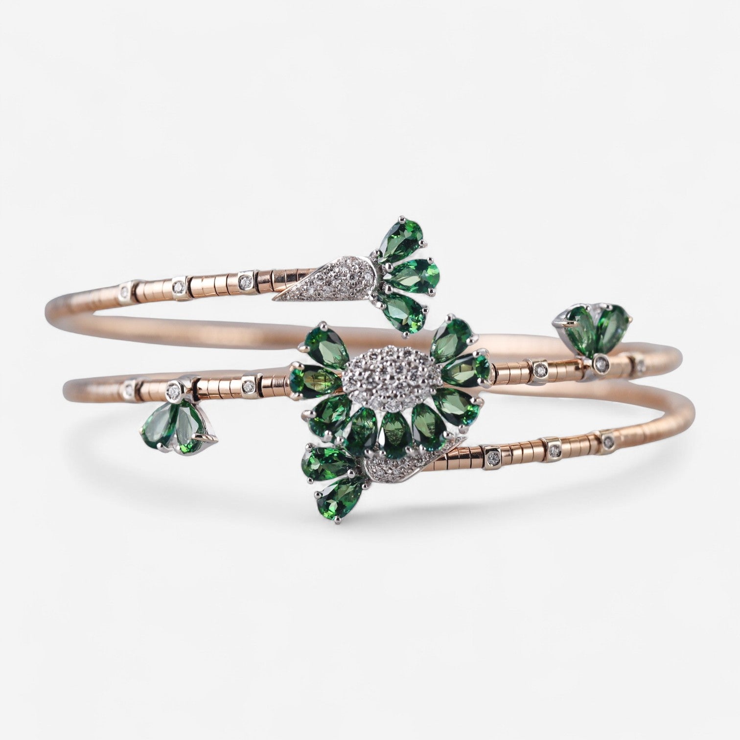 Tavanti 18K Rose Gold & Titanium Diamond & Green Topaz Spring Bracelet JF-85-0616F-34