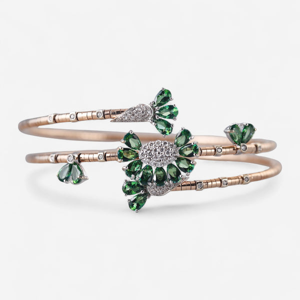 Tavanti 18K Rose Gold & Titanium Diamond & Green Topaz Spring Bracelet JF-85-0616F-34