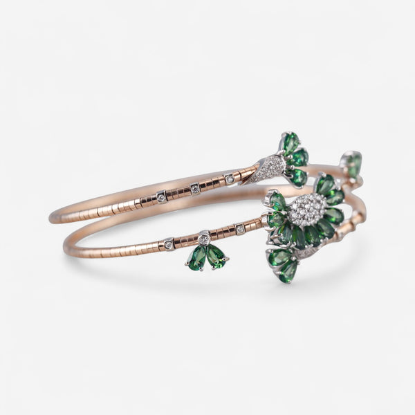 Tavanti 18K Rose Gold & Titanium Diamond & Green Topaz Spring Bracelet JF-85-0616F-34