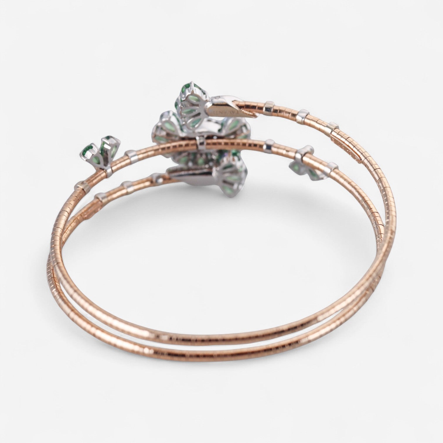 Tavanti 18K Rose Gold & Titanium Diamond & Green Topaz Spring Bracelet JF-85-0616F-34