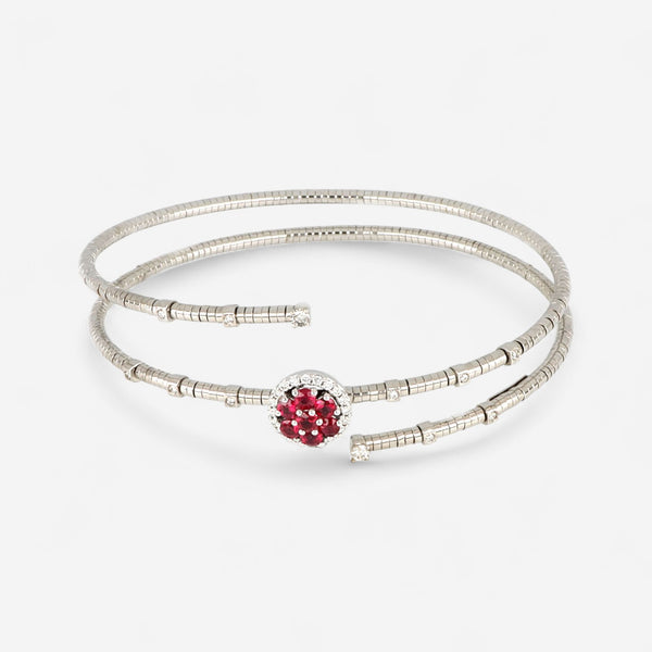 TAVANTI - 18KT White Gold, Brill, Ruby, Titanium Spring 2,8Gr Bracelet ( Diamonds 0.25ctw G Si, RubyÂ )-JF-85-0622F - 150

Medium size - fits 7" wrist. - THE SOLIST
