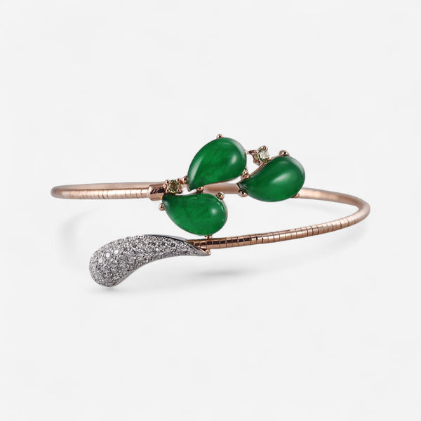 TAVANTI - 18KT White And Rose Gold,Brill,Green Avventurine + Rock Crystal, Peridot, Titanium Spring 1,5Gr Bracelet ( Diamonds 0.77ctw G Si, Aventurine, Peridot)-JF-85-0626 GA WR - 27

Medium size ( fits 7" wrist). - THE SOLIST