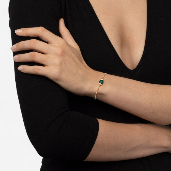 TAVANTI - 18KT Yellow Gold, Brill, Malachite Bracelet ( Diamonds 0.50ctw G Si, Malachite)-JF-85-0631 MA Y - 48

Length 6" to 7.75" - THE SOLIST