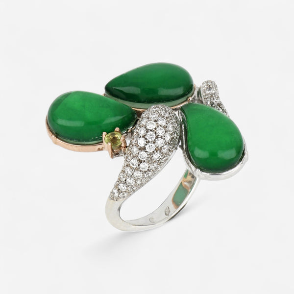 TAVANTI - 18KT White And Rose Gold,Brill,,Green Avventurine + Rock Crystal, Peridot Ring ( Diamonds 0.72ctw G Si, Aventurine, Crystal, Peridot)-JF-20-0025F - 21

Ring size 7, top 29mm x 220mm. - THE SOLIST