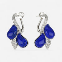 Tavanti Les Fleurs 18K White Gold Diamond, Lapis Lazuli & Rock Crystal Earrings JF-75-0999F-7