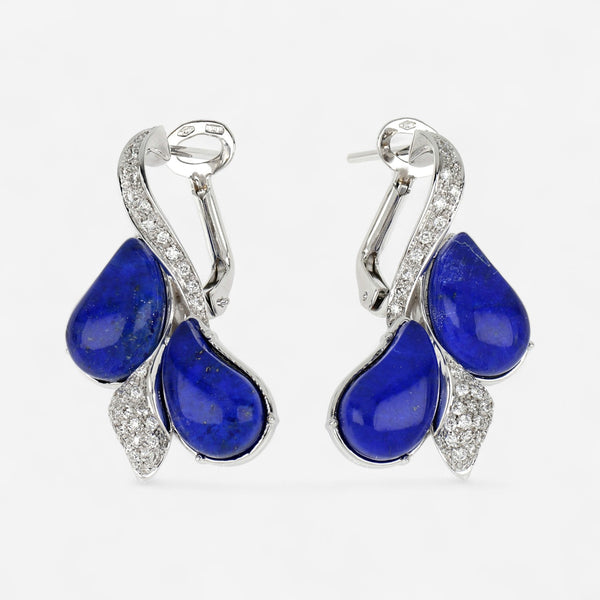 Tavanti Les Fleurs 18K White Gold Diamond, Lapis Lazuli & Rock Crystal Earrings JF-75-0999F-7