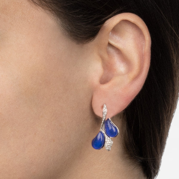 Tavanti Les Fleurs 18K White Gold Diamond, Lapis Lazuli & Rock Crystal Earrings JF-75-0999F-7