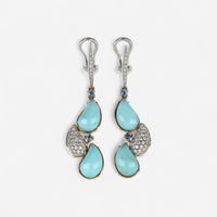 TAVANTI - 18KT White And Rose Gold, Brill, Turquoise+Rock Crystal Earring ( Diamonds 0.81ctw G Si, Turquoise , Crystal)-JF-75-1001F - 8

Earrings are 53mm x 15mm. - THE SOLIST