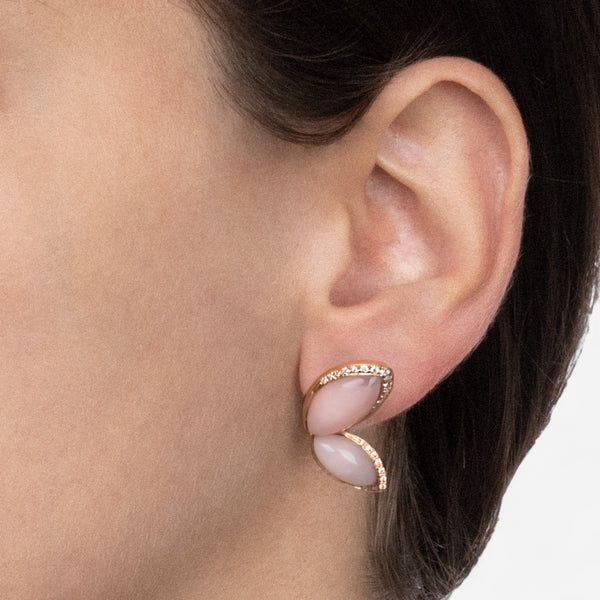 Tavanti Les Papillons 18K Yellow Gold Diamond & Pink Opal Earrings JF-75-1110F-1