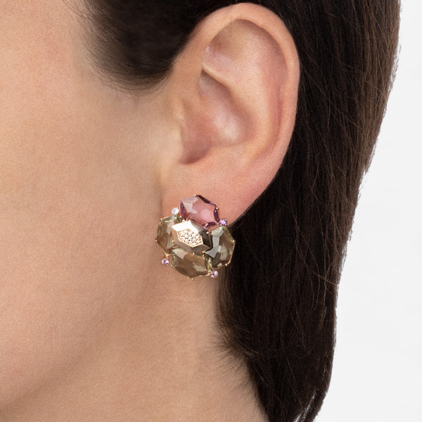 Tavanti Les Gemmes 18K Rose Gold Diamond, Green Amethyst & Amethyst Earrings JF-75-1156F-79