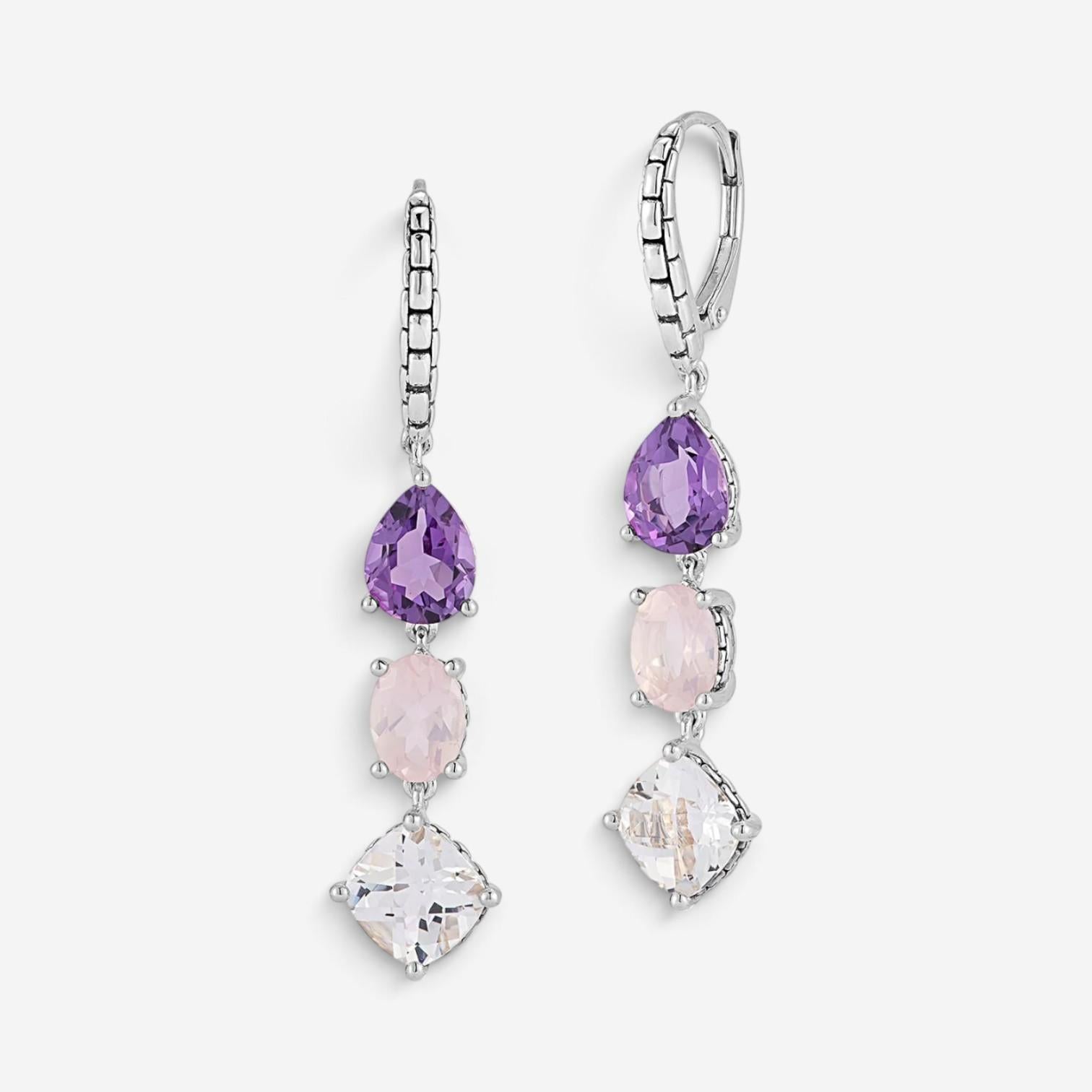 JAI Sterling Silver Multi-Gemstone Dangle Earrings JJH1021E-ICE