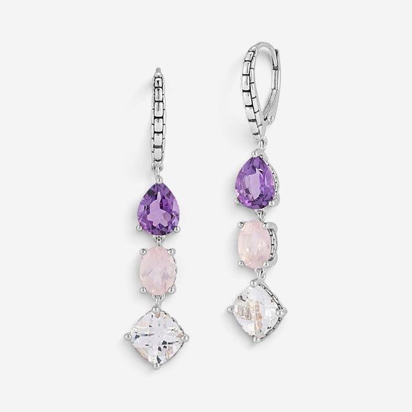 JAI Sterling Silver Multi-Gemstone Dangle Earrings JJH1021E-ICE