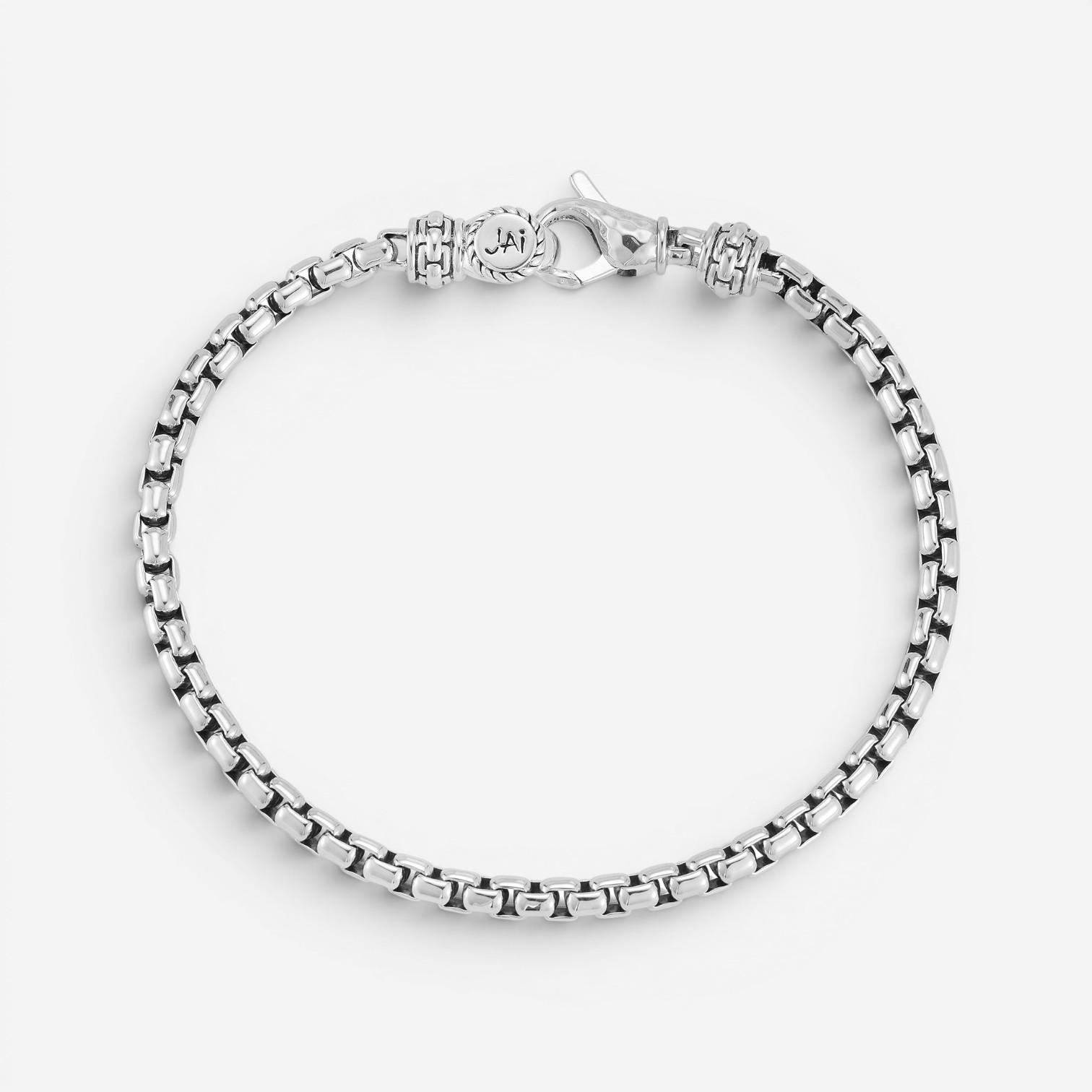 JAI Sterling Silver Box Chain Men's Bracelet JJH1002MB