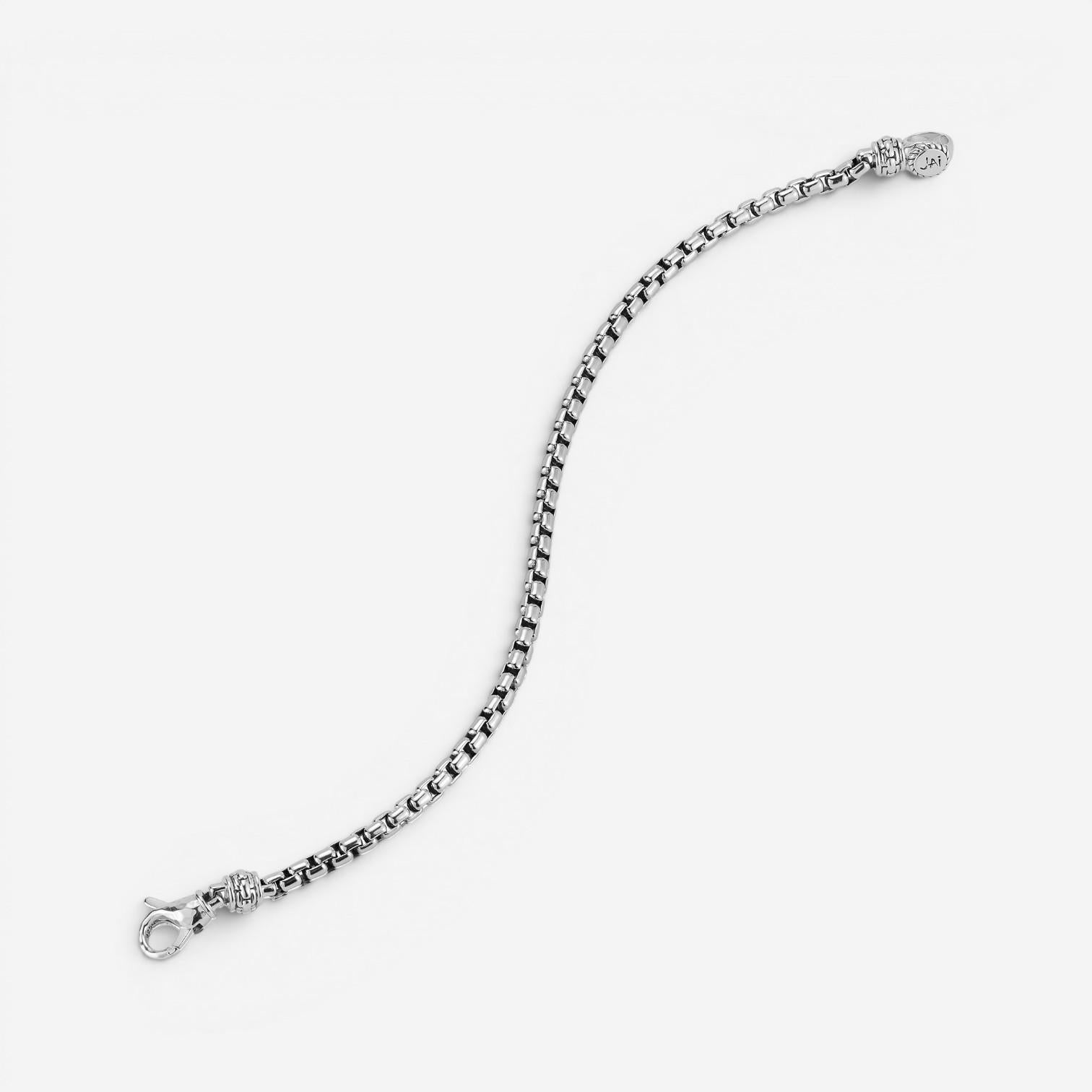 JAI Sterling Silver Box Chain Men's Bracelet JJH1002MB