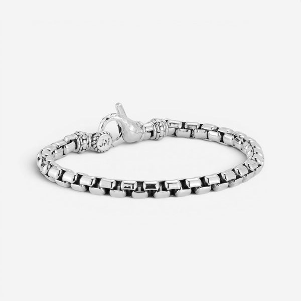 JAI Sterling Silver Box Chain Men's Bracelet JJH1003MB