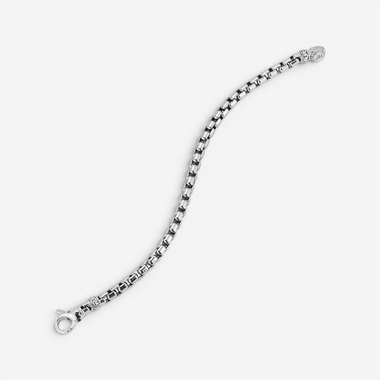 JAI Sterling Silver Box Chain Men's Bracelet JJH1003MB