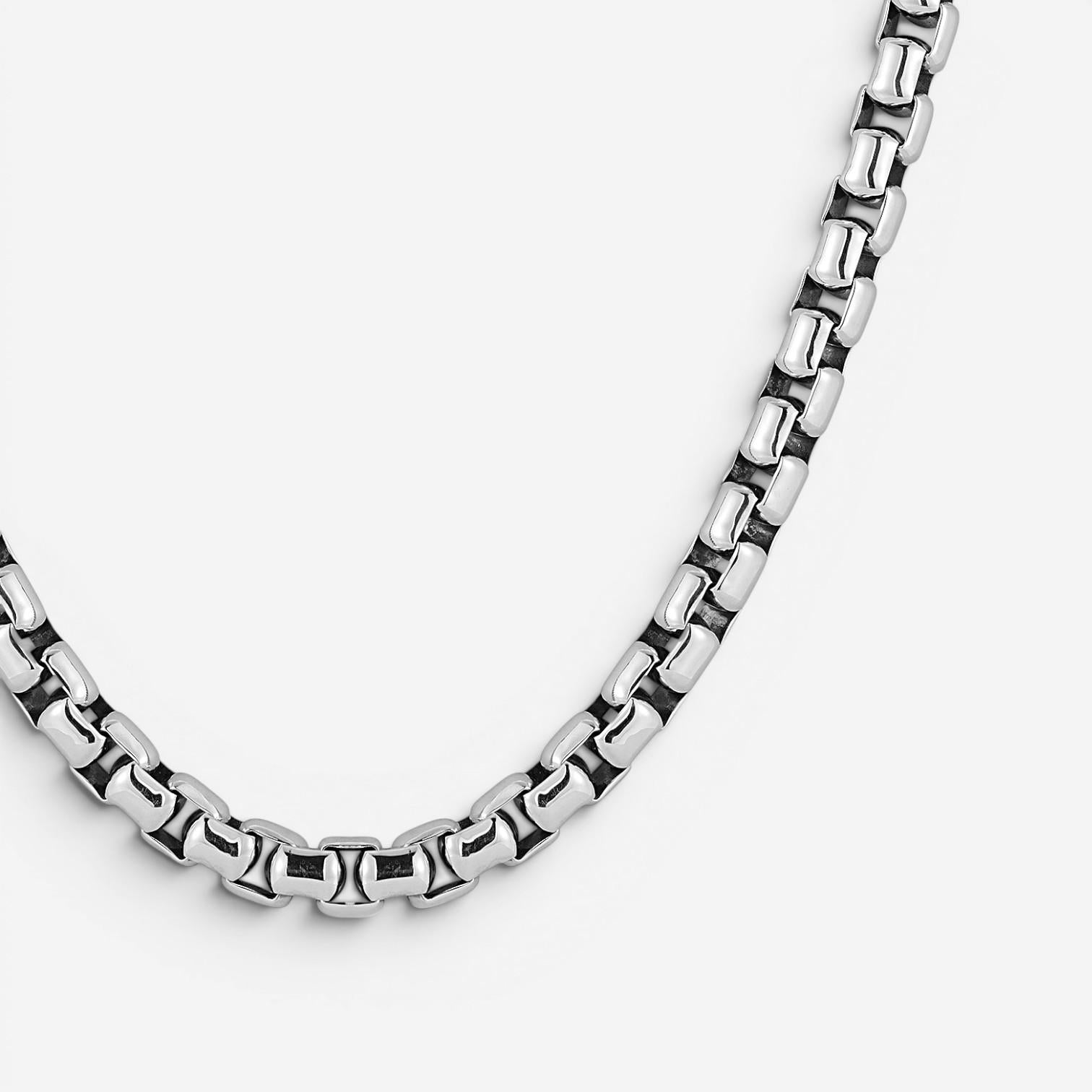 JAI Sterling Silver Box Chain Men's Necklace JJH1003MN