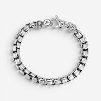 JAI Sterling Silver Box Chain Men's Bracelet JJH1004MB