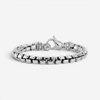 JAI Sterling Silver Box Chain Men's Bracelet JJH1004MB