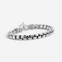 JAI Sterling Silver Box Chain Men's Bracelet JJH1004MB
