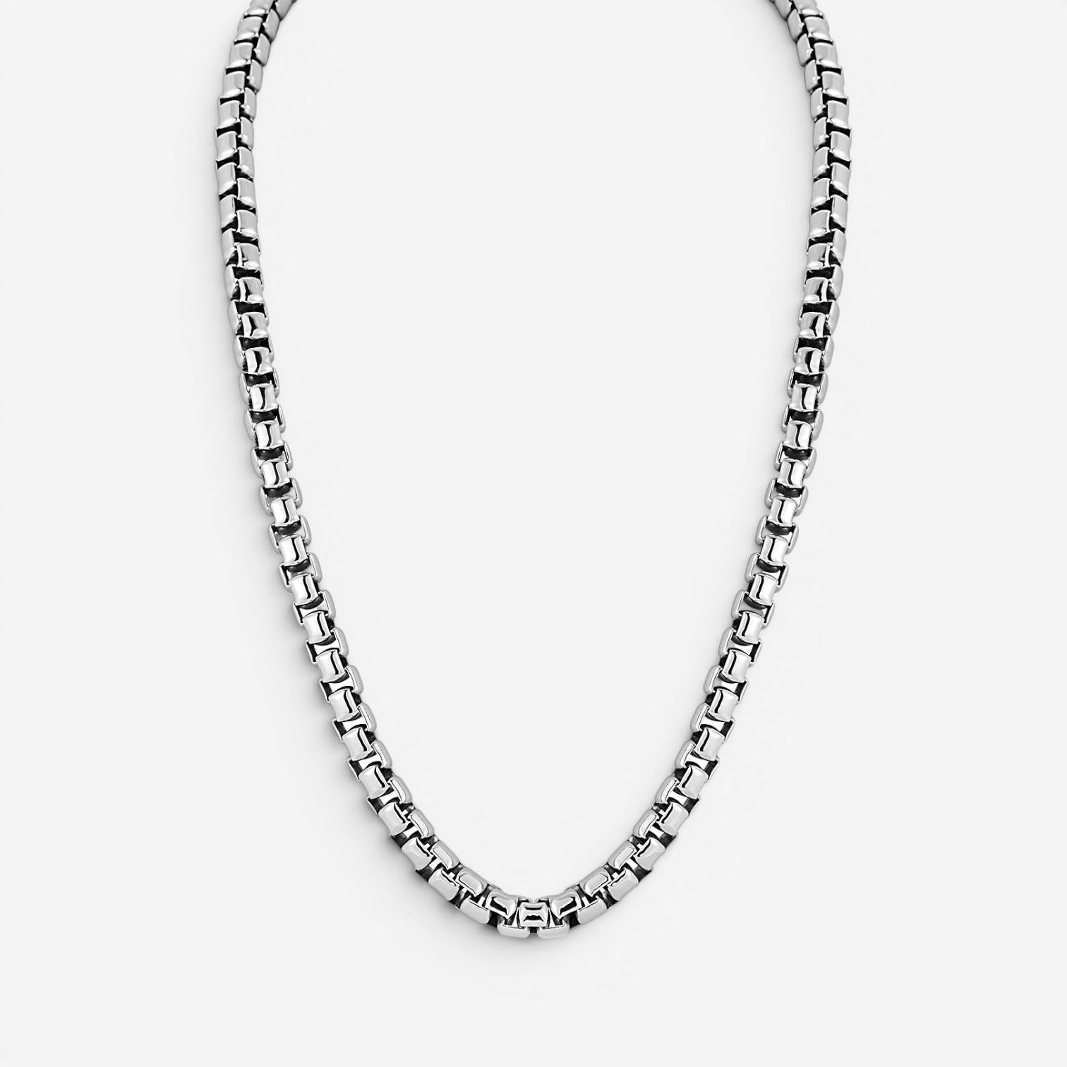 JAI Sterling Silver Box Chain Men's Necklace JJH1004MN