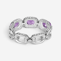 JAI Statement Link Sterling Silver Amethyst Band Ring JJH1018R-AM