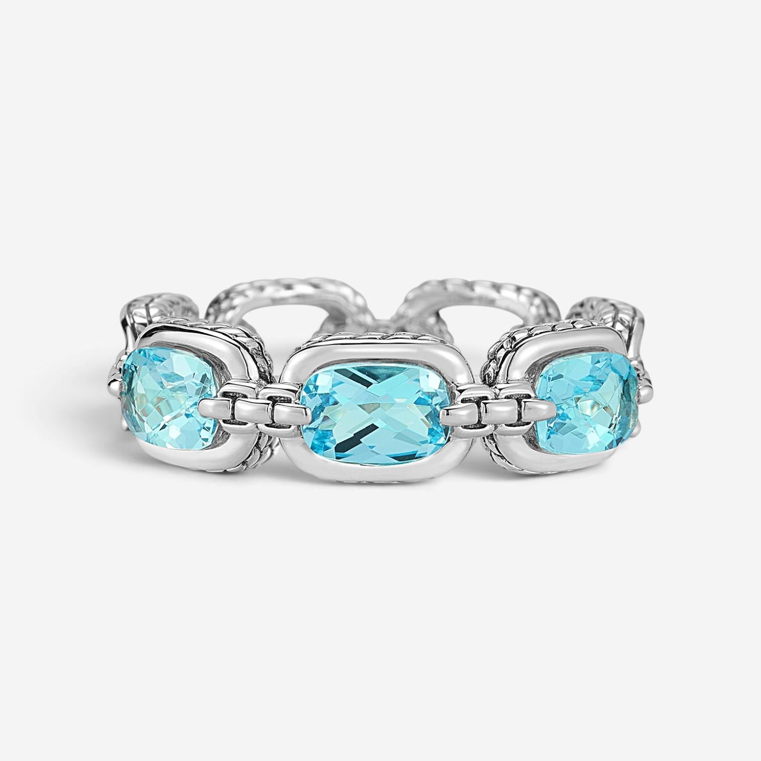 JAI Sterling Silver Light Swiss Blue Topaz Band Ring JJH1018R-BT