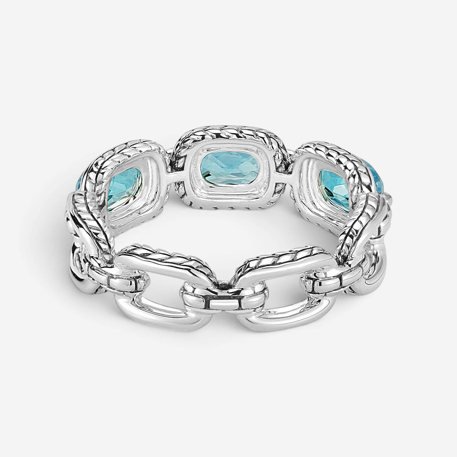 JAI Sterling Silver Light Swiss Blue Topaz Band Ring JJH1018R-BT