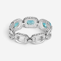JAI Sterling Silver Light Swiss Blue Topaz Band Ring JJH1018R-BT