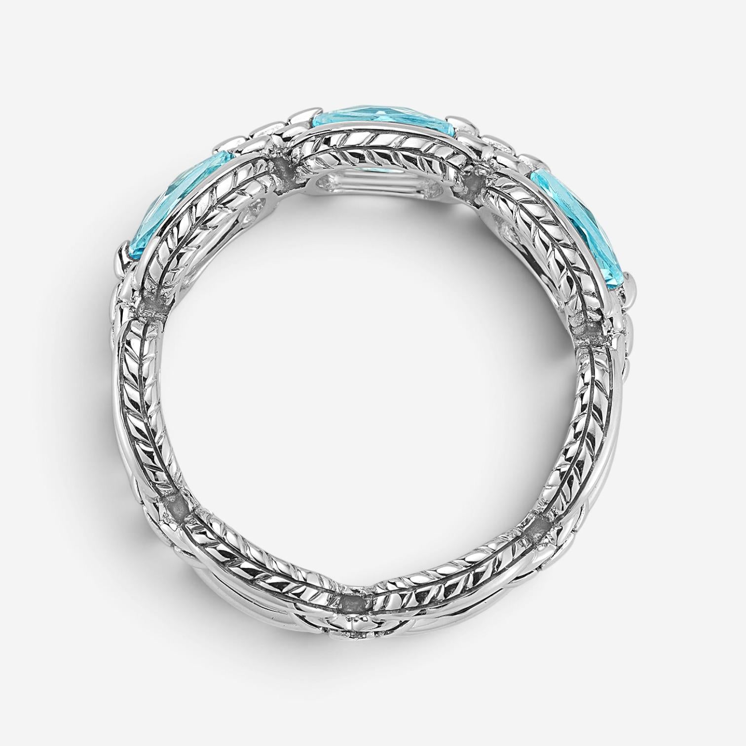 JAI Sterling Silver Light Swiss Blue Topaz Band Ring JJH1018R-BT